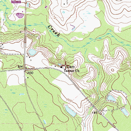 Topographic Map of Tanner Cemetery, GA