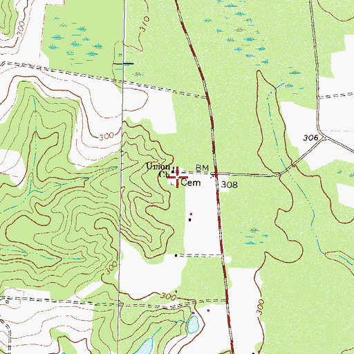 Topographic Map of Union Cemetery, GA