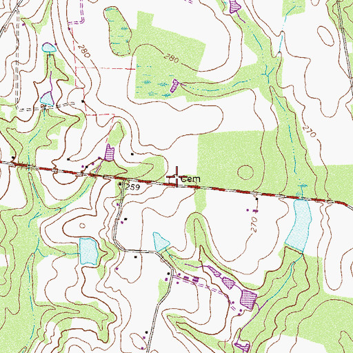 Topographic Map of Vickers Cemetery, GA