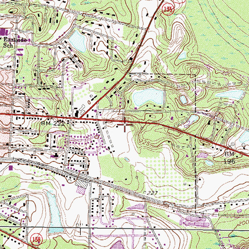 Topographic Map of Ward Cemetery, GA