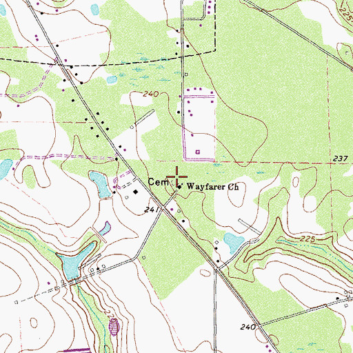 Topographic Map of Wayfare Cemetery, GA