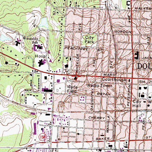 Topographic Map of West Ward Street Church of God, GA