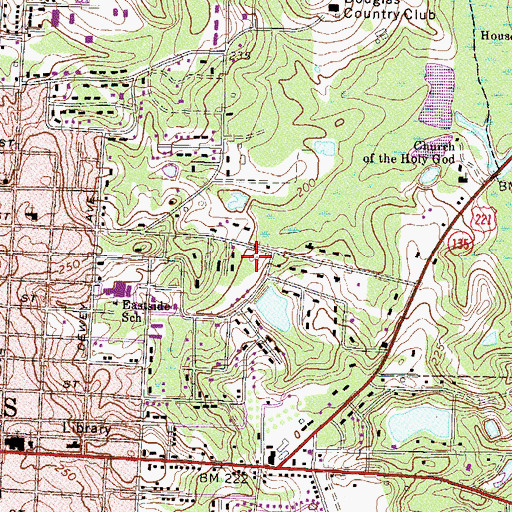 Topographic Map of Whispering Pines Park, GA