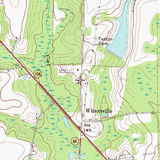 Topographic Map of Wilsonville Church, GA
