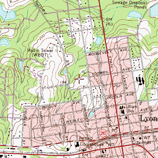 Topographic Map of Booster Stadium, GA