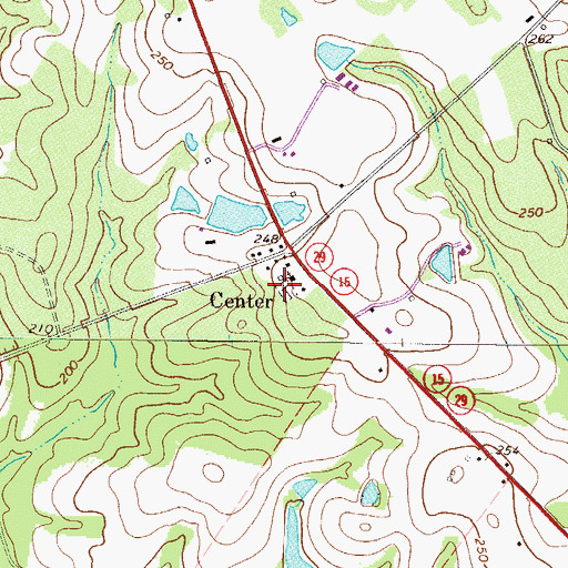 Topographic Map of Center Cemetery, GA