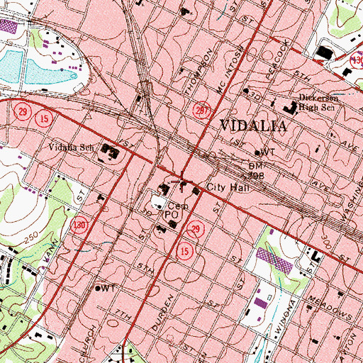 Topographic Map of First Baptist Church, GA