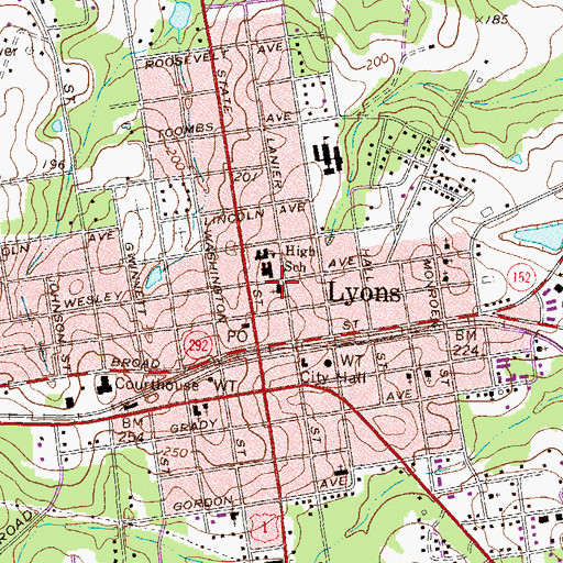 Topographic Map of First Methodist Church, GA