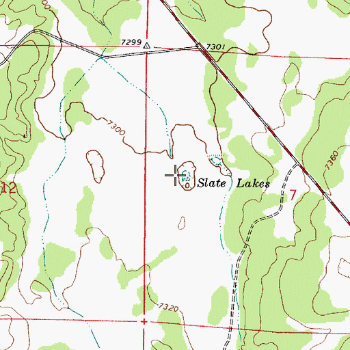 Topographic Map of Slate Lakes, AZ