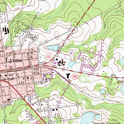 Topographic Map of Lyons Senior High School, GA