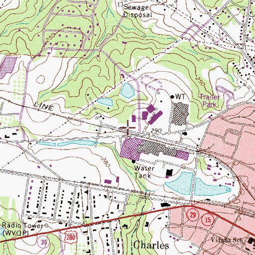 Topographic Map of Vidalia Area Vocational-Technical School, GA