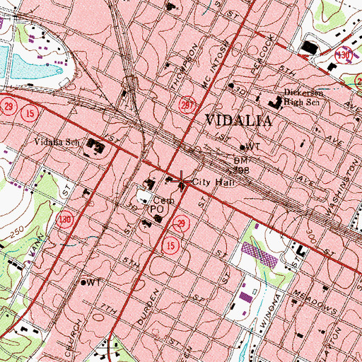 Topographic Map of Vidalia City Hall, GA