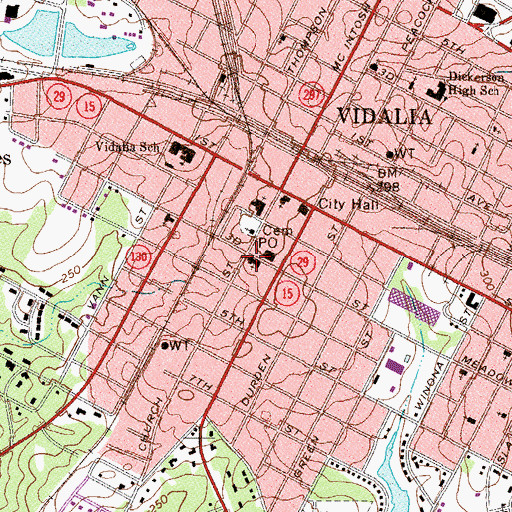 Topographic Map of Vidalia Presbyterian Church, GA