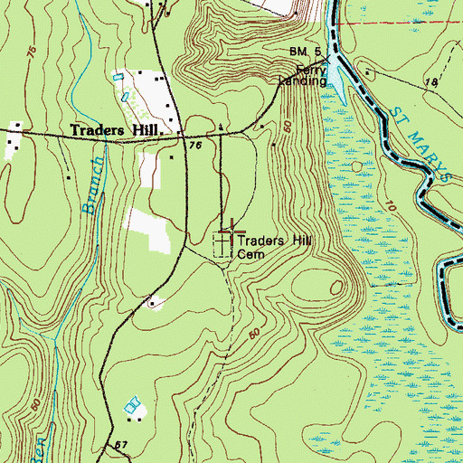 Topographic Map of Traders Hill Cemetery, GA