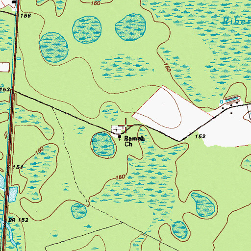 Topographic Map of Ramah Cemetery, GA