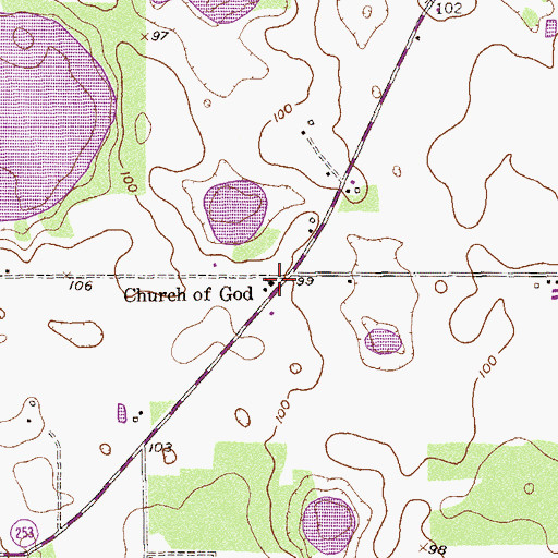 Topographic Map of Church of God, GA