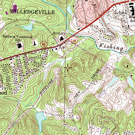Topographic Map of Baldwin County, GA