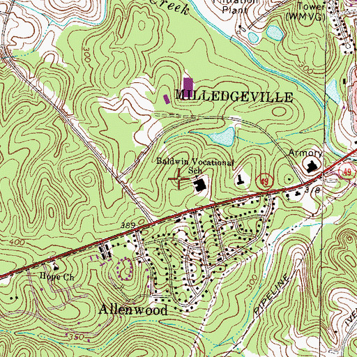 Topographic Map of Baldwin High School, GA