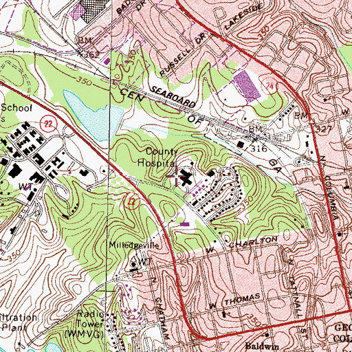 Topographic Map of Oconee Regional Medical Center, GA
