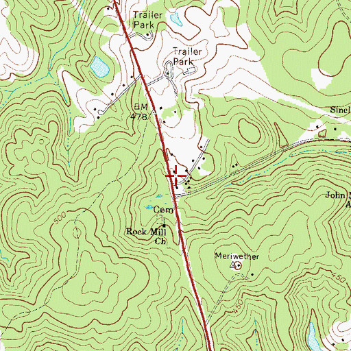 Topographic Map of Fellowship Church, GA