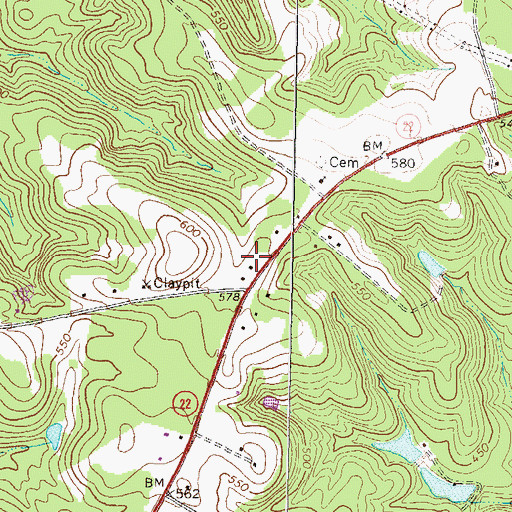 Topographic Map of Green Cemetery, GA