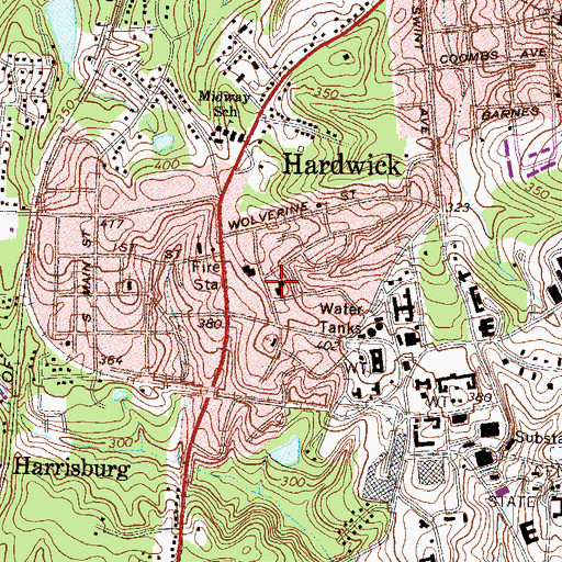 Topographic Map of Hardwick Baptist Church, GA