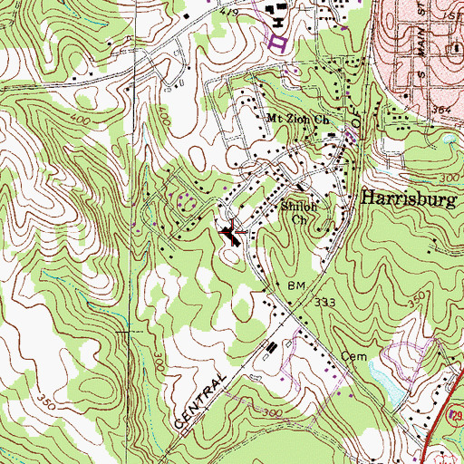 Topographic Map of Harrisburg School, GA