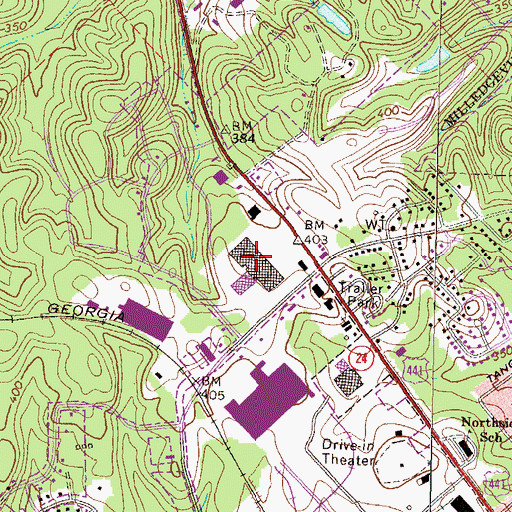 Topographic Map of Hatcher Square Mall Shopping Center, GA