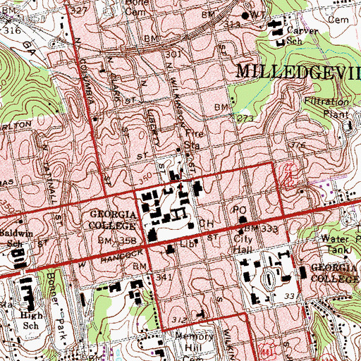 Topographic Map of Marvin Parks Memorial Hospital, GA