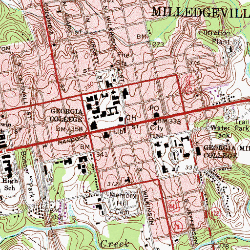 Topographic Map of Mary Vinson Memorial Library, GA