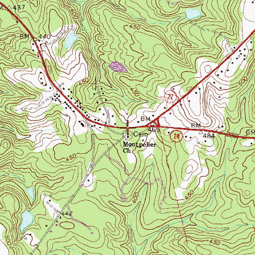 Topographic Map of Montpelier, GA