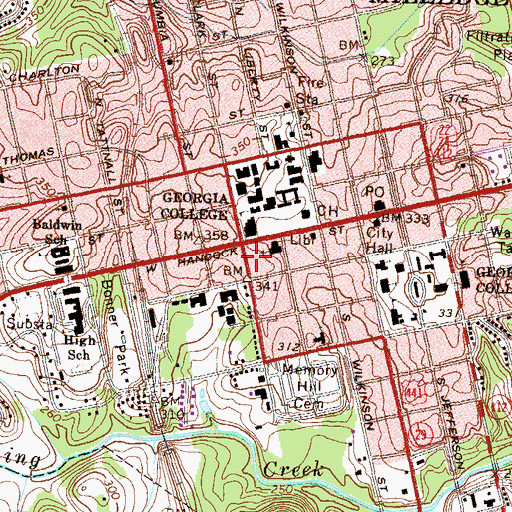 Topographic Map of Old Governors Mansion, GA