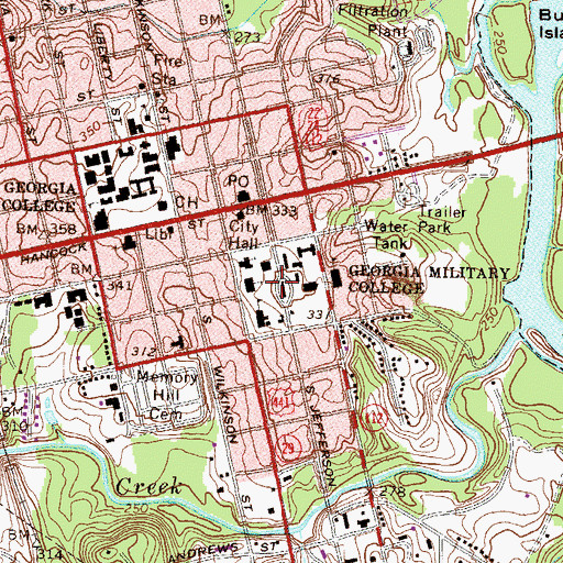 Topographic Map of Georgia Old State Capitol, GA