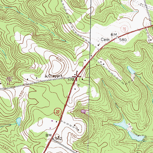 Topographic Map of Sandtown, GA