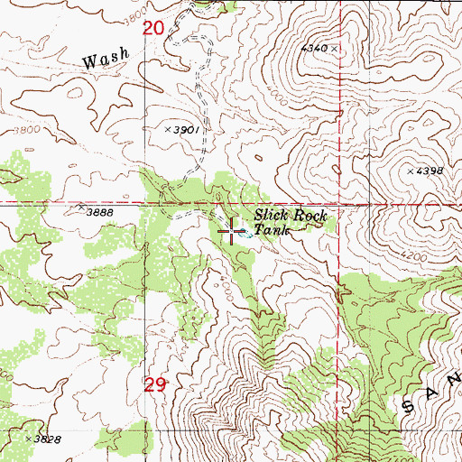 Topographic Map of Slick Rock Tank, AZ