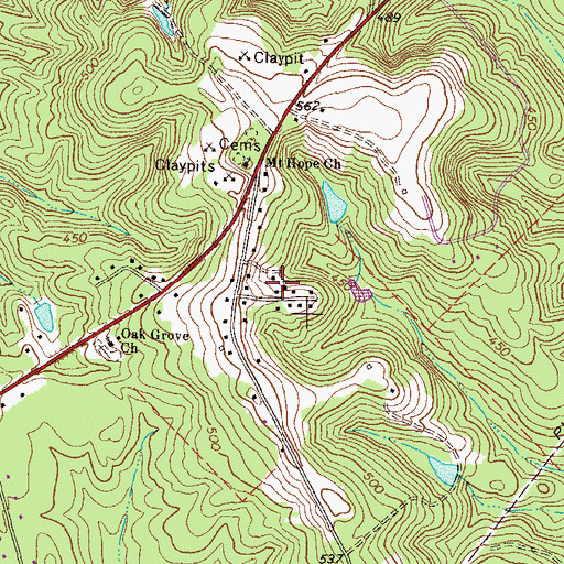 Topographic Map of Tabernacle Church, GA