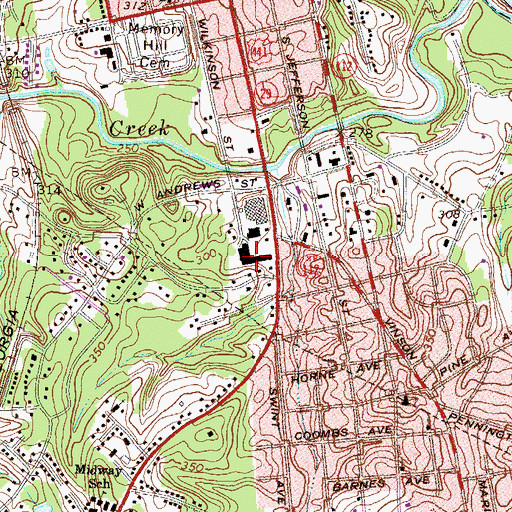 Topographic Map of Town and Country Shopping Center, GA