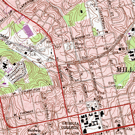 Topographic Map of Union Baptist Church, GA