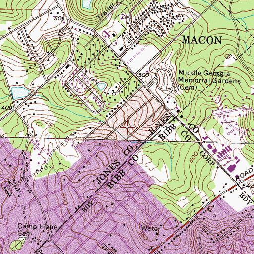 Topographic Map of Bowden Hills, GA