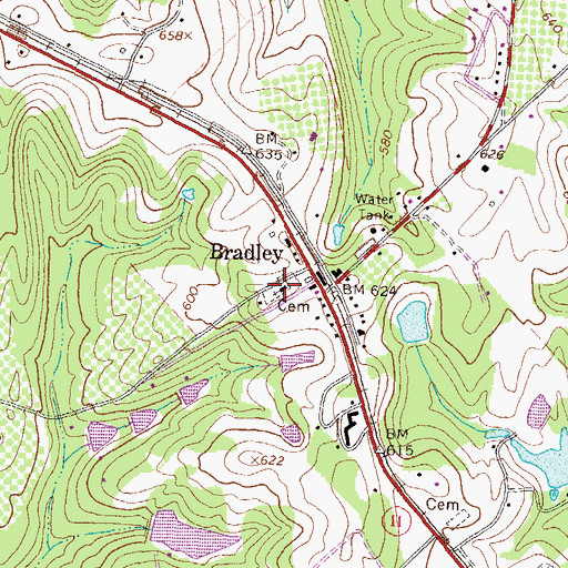 Topographic Map of Bradley Baptist Church, GA