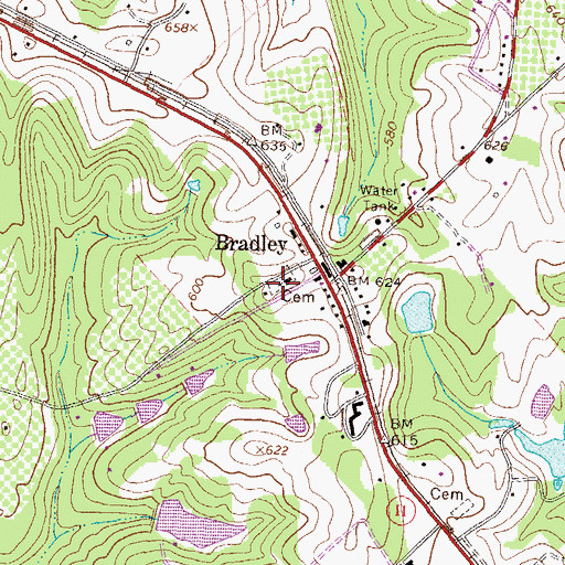 Topographic Map of Bradley Cemetery, GA