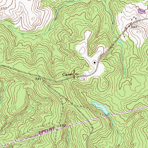 Topographic Map of Ethridge - Minter Cemetery, GA