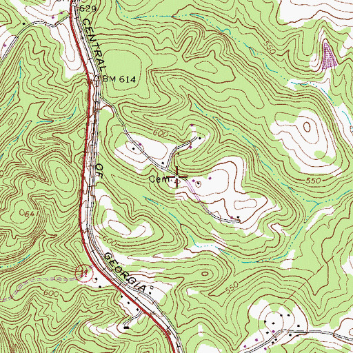 Topographic Map of Gordon Cemetery, GA