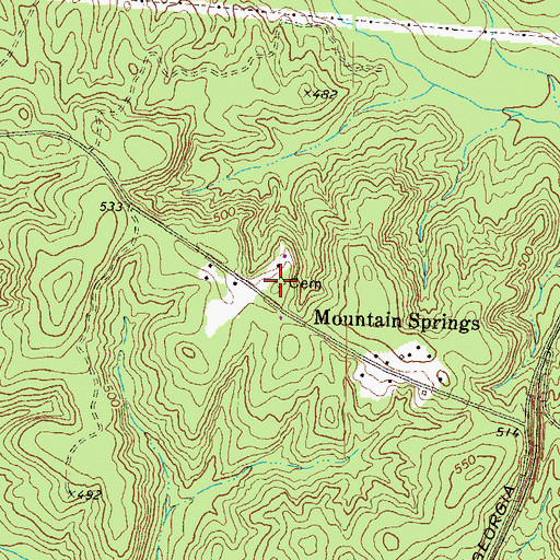 Topographic Map of James Cemetery, GA