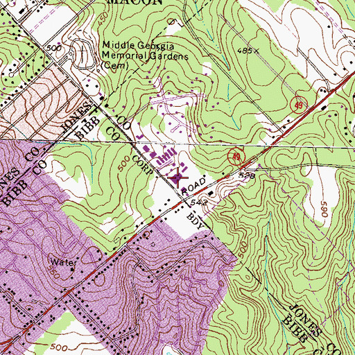 Topographic Map of Jones County Shopping Center, GA