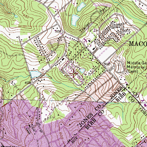 Topographic Map of Joycliff Estates, GA