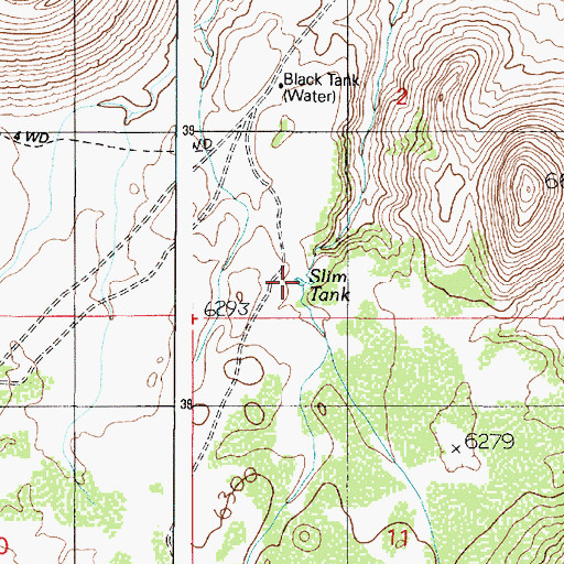Topographic Map of Slim Tank, AZ