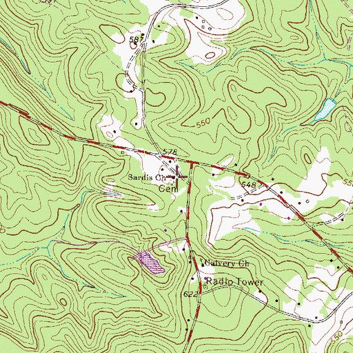Topographic Map of Sardis Cemetery, GA