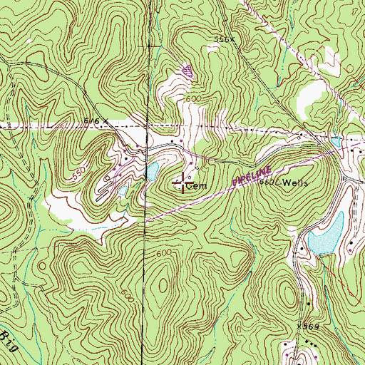Topographic Map of Watson and Couch Cemetery, GA