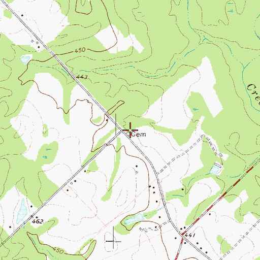 Topographic Map of Aires-Meadows Cemetery, GA
